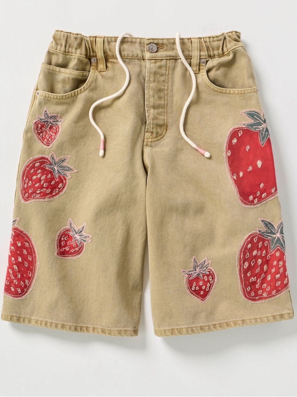 We The Free People Garden State Long Shorts Strawberry Sundaze Applique 32